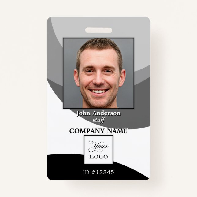 Black and White Logo Photo ID Badge (Front)