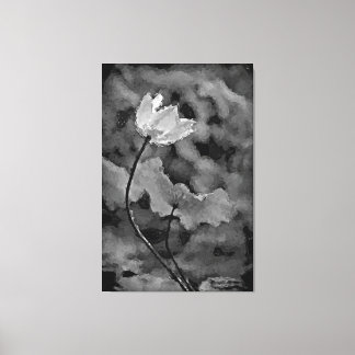 Black and White Lonely Flower Canvas Print