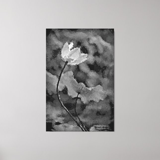 Black and White Lonely Flower Canvas Print (Front)