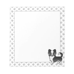 Black And White Long Coat Chihuahua Dog & Paws Notepad
