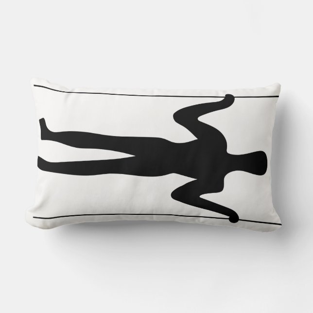 Black and White Long Man Geoglyph Ancient Art Lumbar Cushion (Front)