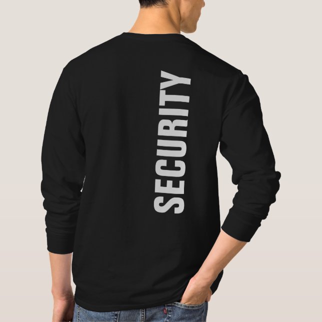 Black And White Long Sleeve Template Security Mens T-Shirt (Back)