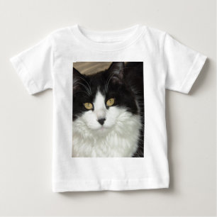 Black and White Longhaired Cat Baby T-Shirt