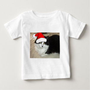Black and White Longhaired Cat Baby T-Shirt