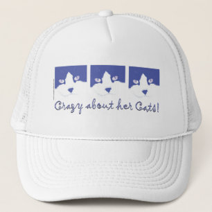 Black and White Longhaired Cat Trucker Hat