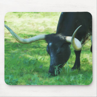 Black and White Longhorn Mouse Mat