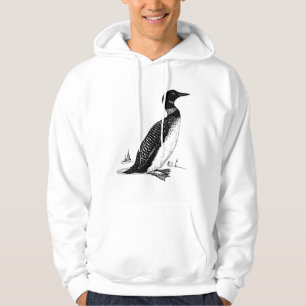Black and White Loon Drawing Hoodie