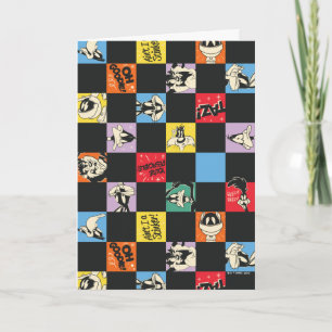 Black and White LOONEY TUNES™ in Colourful Chequer Card