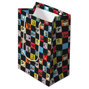 Black and White LOONEY TUNES™ in Colourful Chequer Medium Gift Bag