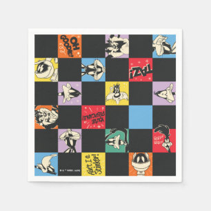 Black and White LOONEY TUNES™ in Colourful Chequer Napkin