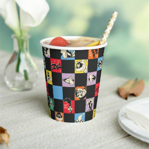 Black and White LOONEY TUNES™ in Colourful Chequer Paper Cups