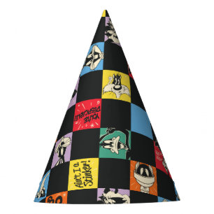 Black and White LOONEY TUNES™ in Colourful Chequer Party Hat