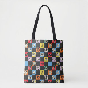 Black and White LOONEY TUNES™ in Colourful Chequer Tote Bag