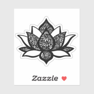 Black and White Lotus Flower Die-Cut Sticker