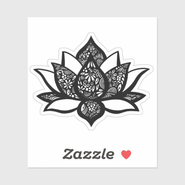 Black and White Lotus Flower Die-Cut Sticker (Sheet)