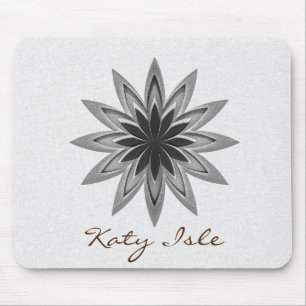 Black and White Lotus Flower  Paint Customise Mouse Mat