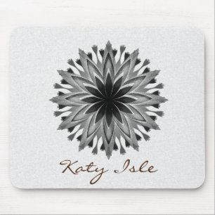 Black and White Lotus Flower  Paint Customise Mouse Mat