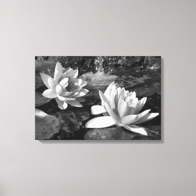 Black and White Lotus Flowers canvas print (Front)
