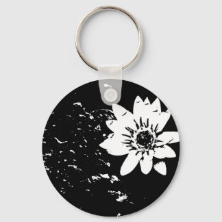 Black and White Lotus Key Ring