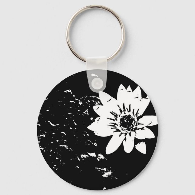 Black and White Lotus Key Ring (Front)