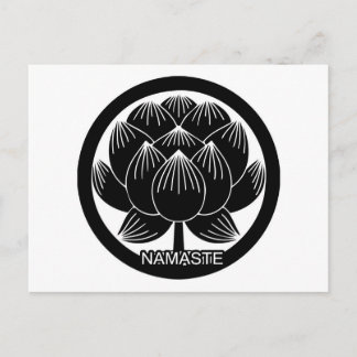 Black and White Lotus Namaste Postcard