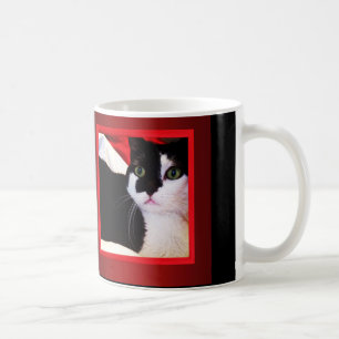 Black and White Love Cat on Red Mug
