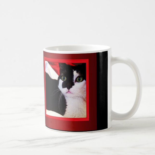 Black and White Love Cat on Red Mug (Right)