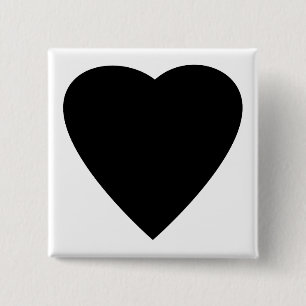 Black and White Love Heart Design. 15 Cm Square Badge