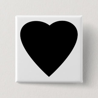 Black and White Love Heart Design. 15 Cm Square Badge