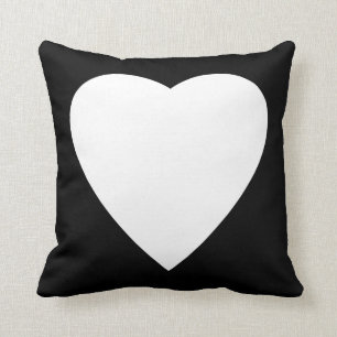 Black and White Love Heart Design. Cushion