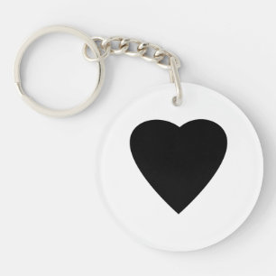 Black and White Love Heart Design. Key Ring