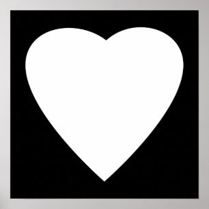 Black and White Love Heart Design. Poster