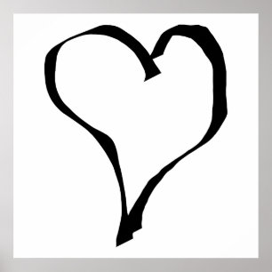 Black and White Love Heart Design. Poster