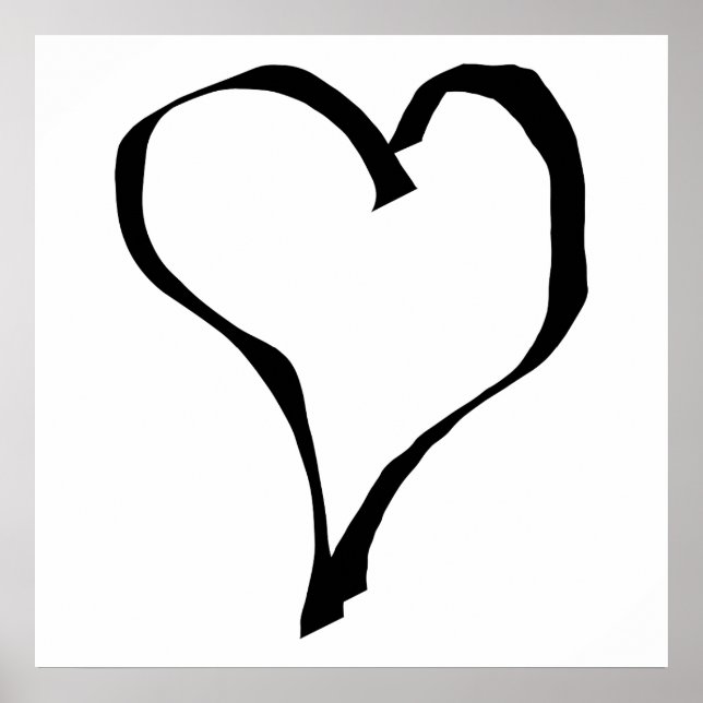 Black and White Love Heart Design. Poster (Front)