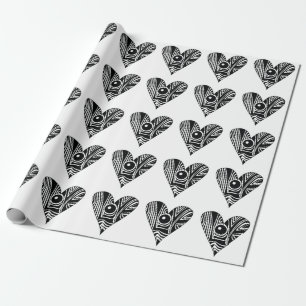 Black and White LOVE heart Wrapping Paper