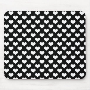 Black And White Love Hearts Mouse Mat