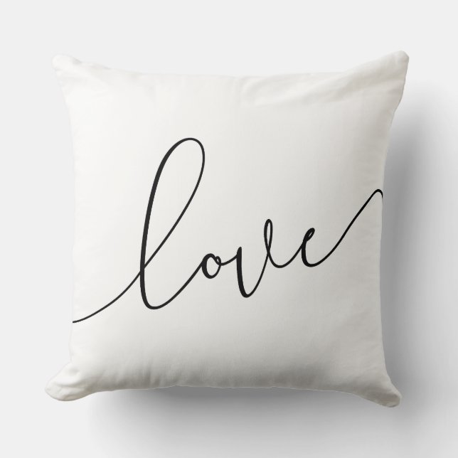 Black and White Love Minimalist Cushion (Front)