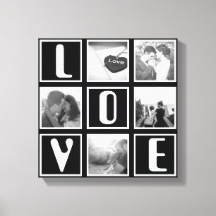 Black and white love photo collage canvas print