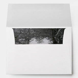 Black and White Love Snow Heart Photo Christmas Envelopes