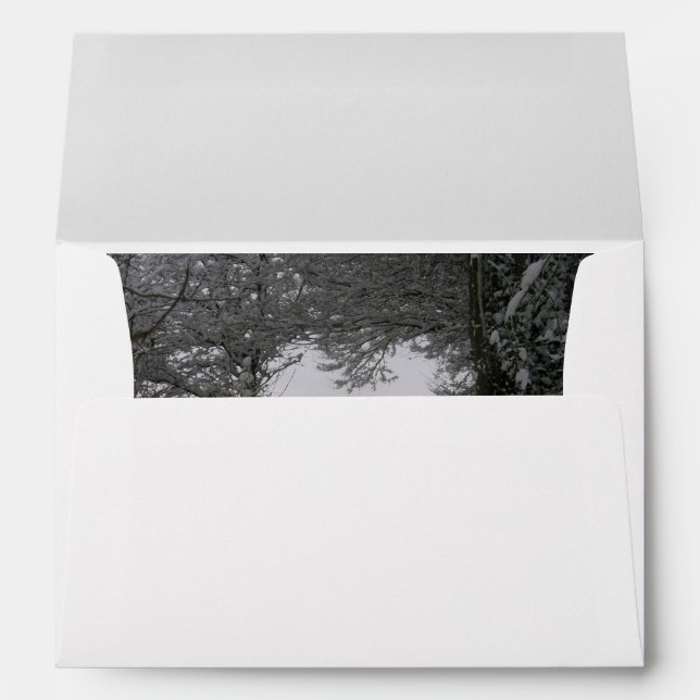 Black and White Love Snow Heart Photo Christmas Envelopes (Back (Bottom))