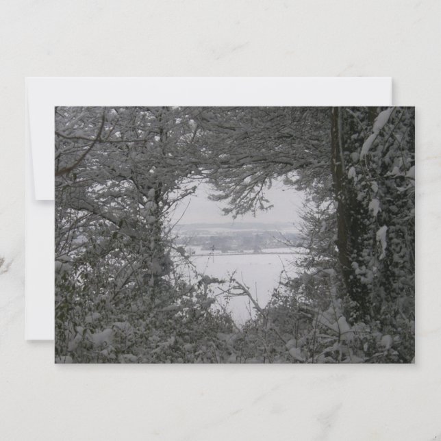 Black and White Love Snow Heart Photo Christmas Holiday Card (Front)