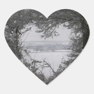 Black and White Love Snow Heart Photo Christmas Sticker
