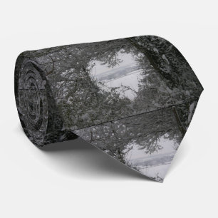 Black and White Love Snow Heart Photo Christmas Tie