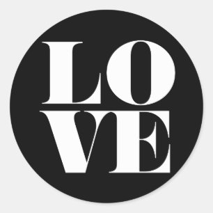 Black and White Love Typography Valentine's Day Classic Round Sticker