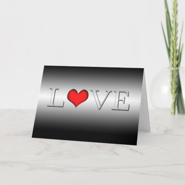 Black and White "Love" Valentines Card (Front)