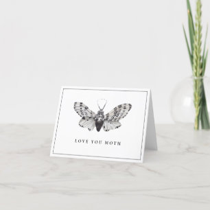 Black and White Love You Moth Thank You Card