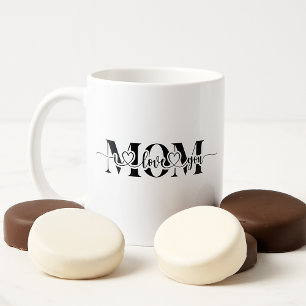 Black and White Love You Print Coffee Mug