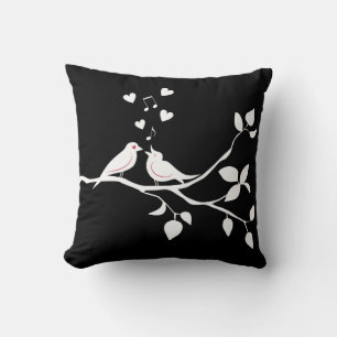 Black And White Lovebirds - Wedding Bridal Shower Cushion