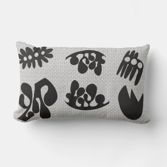 Black and White Lumbar Throw Pillow (Front)