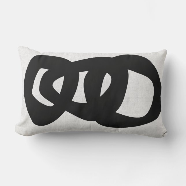 Black and White Lumbar Throw Pillow (Front)
